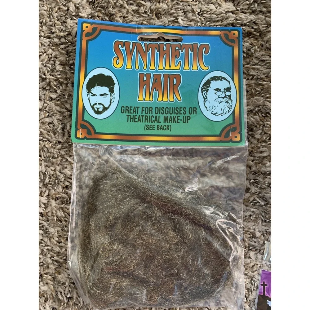 Big Bad Hungry Wolf Head Piece Hair Tattoos Spirit Gum Halloween Costume Lot